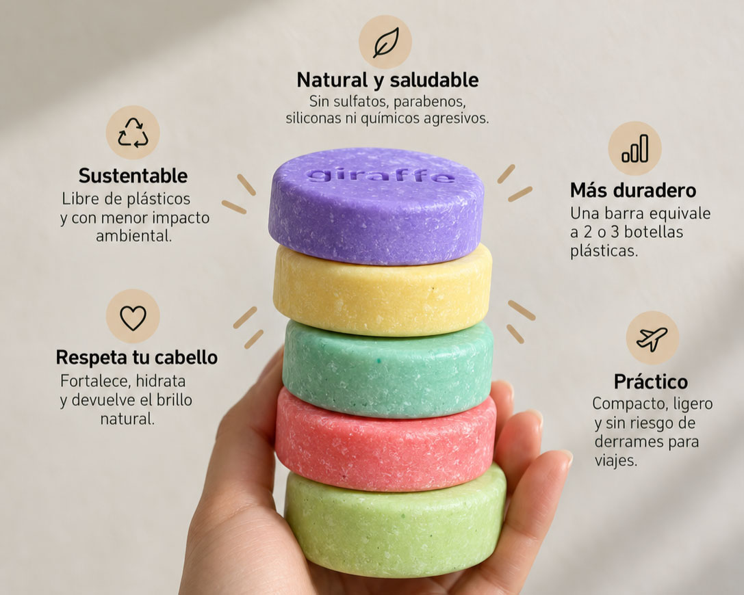 Cinco beneficios del shampoo en barra Giraffe